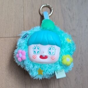 Plush Keychain with Blue Hair and Colorful Accents